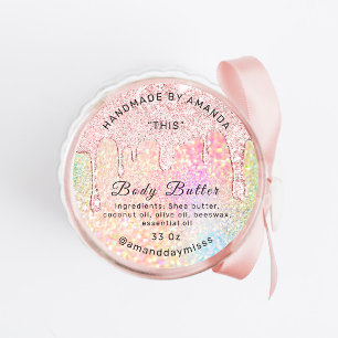 Sticker Rond Corps Cosmétiques Emballage Rose Drivers Holograph