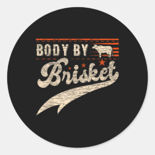 Sticker Rond Corps De Brisket Bbq Pour Homme Et Femme Steak Gri