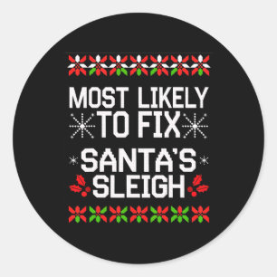 Sticker Rond Correction La Plus Probable Père Noël Sleigh Chris