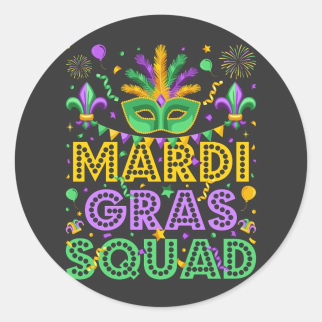 Sticker Rond Correspondance de l'équipe Mardi Gras (Devant)