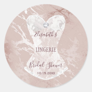 Sticker Rond Corset en dentelle rose argent lingerie douche