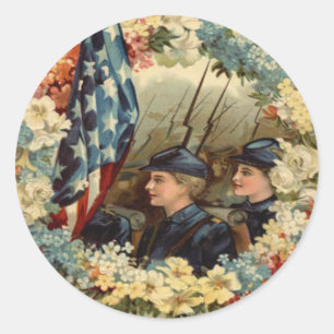 Sticker Rond Cortège de la couronne de drapeau américain, march