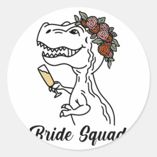 Sticker Rond Cortège de mariée dinosaure Demoiselle d'honneur E