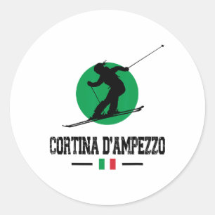Sticker Rond Cortina D'ampezzo Italie Station de ski Alpes Ital