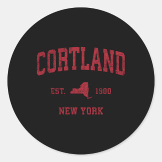 Sticker Rond Cortland New York Ny Sports Red Print