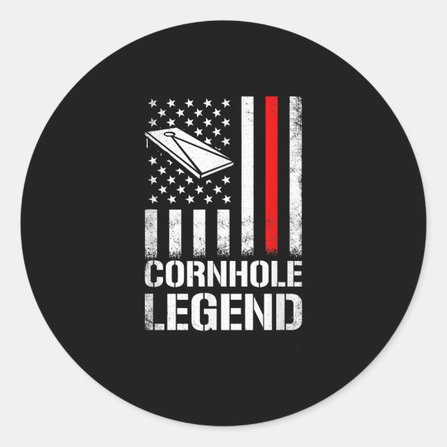 Sticker Rond Cortrou de Cornhole du drapeau américain (Devant)