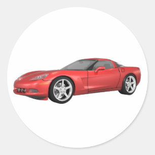 Sticker Rond Corvette 2008 : Voiture de sport : Rouge Finition 