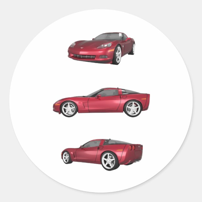 Sticker Rond Corvette : Finition de pomme de bonbons (Devant)