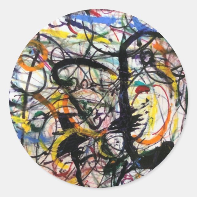 Sticker Rond Corvus (Corbeau) Abstrait Jeff Hankamer Artjunkhau (Devant)