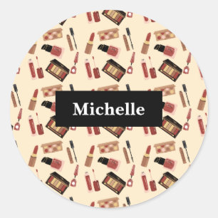 Sticker Rond Cosmetologie Motif de maquillage personnalisée