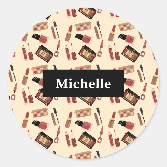 Sticker Rond Cosmetologie Motif de maquillage personnalisée (Devant)