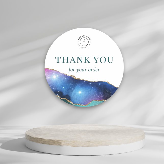 Sticker Rond Cosmic Crystal Geode Business Logo Merci (Créateur téléchargé)