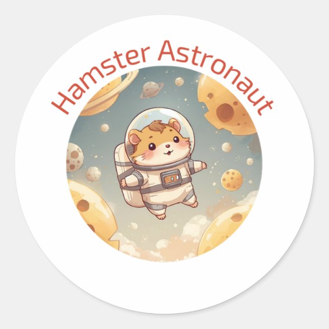 Sticker Rond Cosmic Hamster Explorer - Drôle Space Adventure De (Devant)