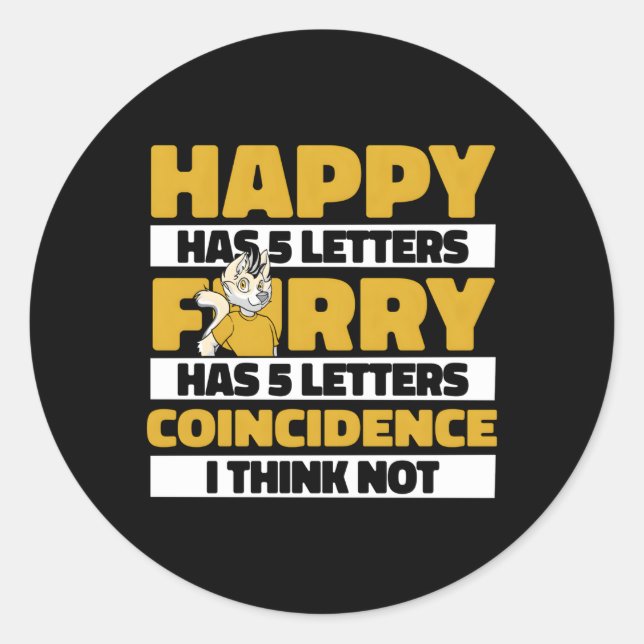 Sticker Rond Cosplay Happy Fursona Furries Furry Fandom (Devant)