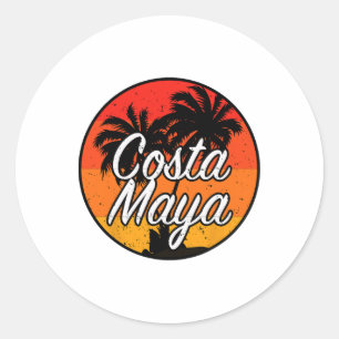 Sticker Rond Costa Maya Mexique Croisière de vacances Coucher d