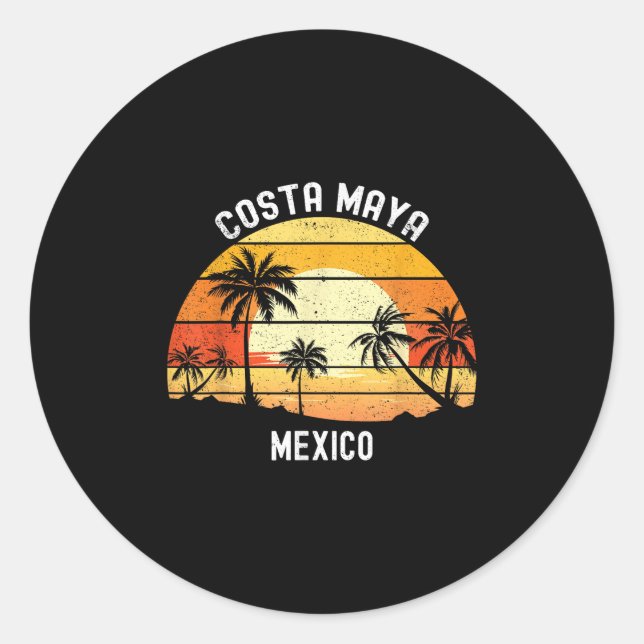 Sticker Rond Costa Maya Mexique Vacances Souvenir Sunset Beach (Devant)