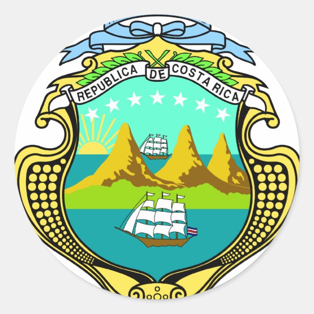 Sticker Rond Costa Rica Armoiries CR (Devant)
