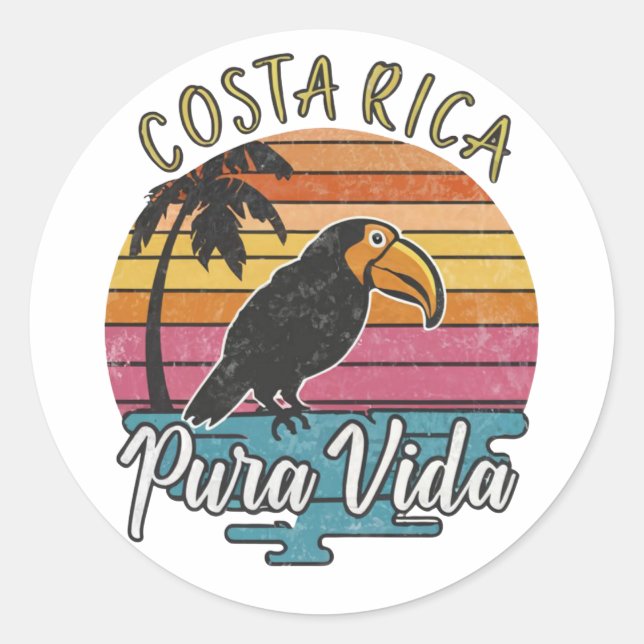 Sticker Rond Costa Rica Toucans, Pura Vida (Devant)