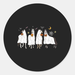 Sticker Rond Costume Citrouille Halloween Horse Ghost Boo Pour