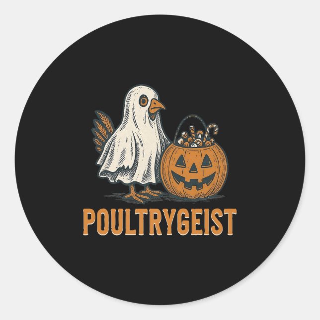 Sticker Rond Costume Citrouille Poultrygeist Chicken Ghost Hall (Devant)