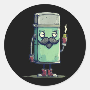 Sticker Rond Costume de briquet à barbe cool pour flammes et fe