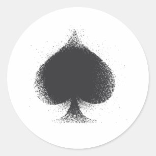 Sticker Rond Costume de carte Spades - grunge