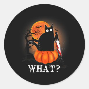 Sticker Rond Costume de chat noir effrayant Halloween pour chat