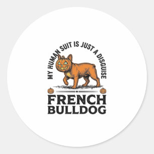 Sticker Rond Costume de chemise de pumpkin de Bouledogue frança
