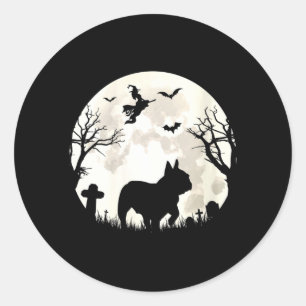 Sticker Rond Costume de chien taureau français de lune d'Hallow