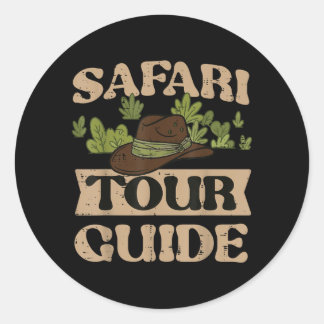 Sticker Rond Costume de guide de safari jungle zoo faune hommes