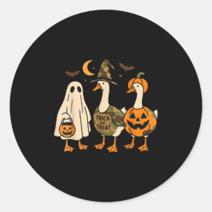 Sticker Rond Costume de Halloween Funny Duck Duck Boo Canard 