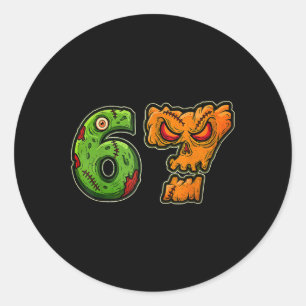 Sticker Rond Costume de meme Halloween Six Sept Citrouille Zomb