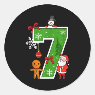 Sticker Rond Costume de Noël Hommes Numéro 7 Correspondant 67 M