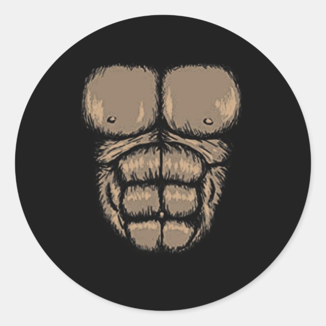Sticker Rond Costume de poitrine d'Halloween Gorilla Cute Monke (Devant)