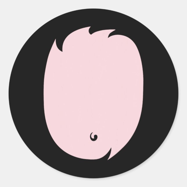 Sticker Rond Costume de porc fourrure rose Ventre de porc migno (Devant)