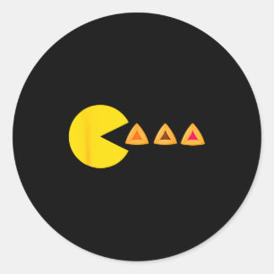 Sticker Rond Costume de Pourim heureux jeu vidéo mangeant des h