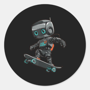 Sticker Rond Costume de robot de skateboard pour un look cool 