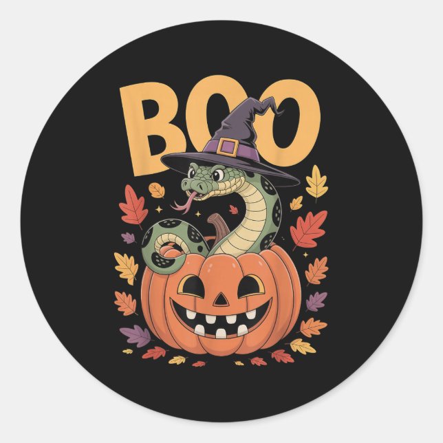 Sticker Rond Costume de serpent Anaconda sur Halloween Citrouil (Devant)