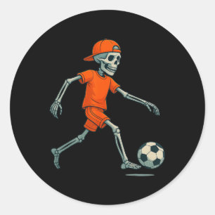 Sticker Rond Costume de soccer squelette d'Halloween drôle pour