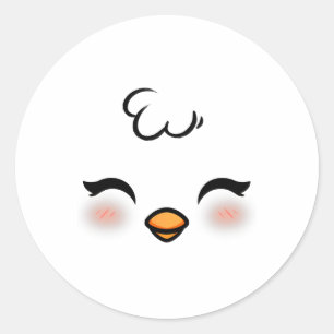 Sticker Rond Costume de visage de poussin de Pâques amusant Hal