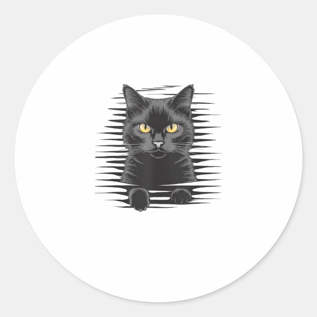 Sticker Rond Costume d'Halloween Chat Noir Chat Kitty Éffrayant (Devant)