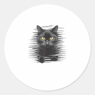 Sticker Rond Costume d'Halloween Chat Noir Chat Kitty Éffrayant