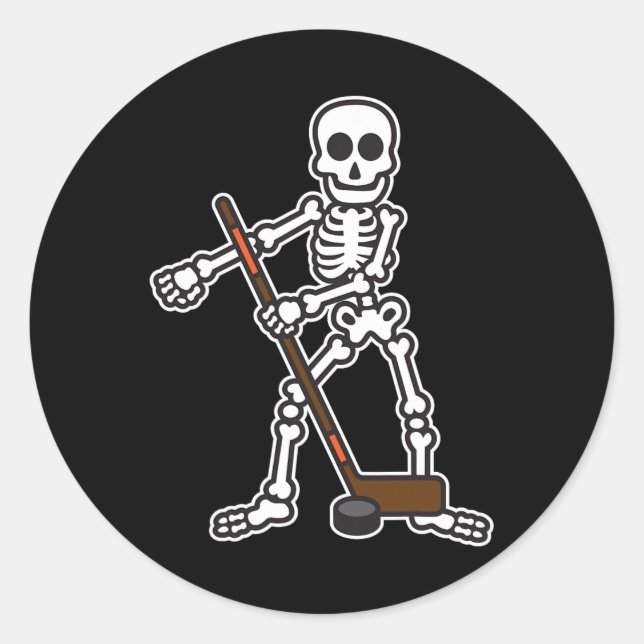 Sticker Rond Costume d'Halloween du joueur de hockey de squelet (Devant)