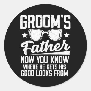Sticker Rond Costume du Père du Marié Papa Mariage Enterrement 