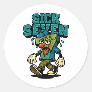 Sticker Rond Costume Halloween 67 Sick Seven Drôle de jeu de mo