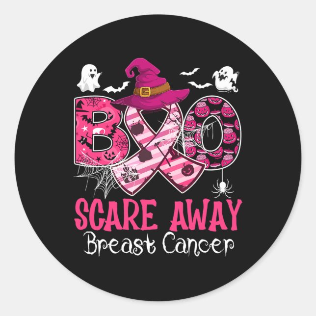 Sticker Rond Costume Halloween Boo Peur Le Cancer Du Sein (Devant)