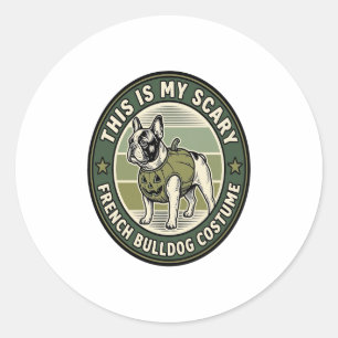 Sticker Rond Costume Halloween Épouvantable Bouledogue Français