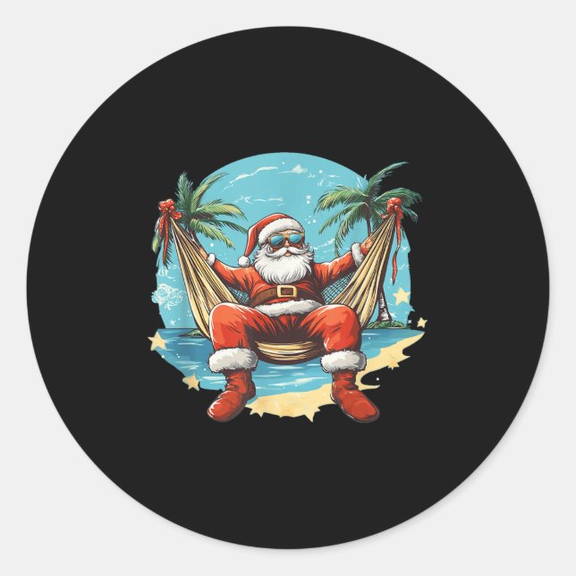 Sticker Rond Costume Hammock Santa Claus Avec Chaussures Sungle (Devant)