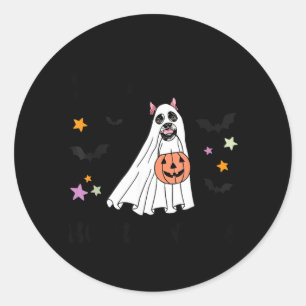 Sticker Rond Costume Joyeux Amoureux de Chien Terrier de Boston