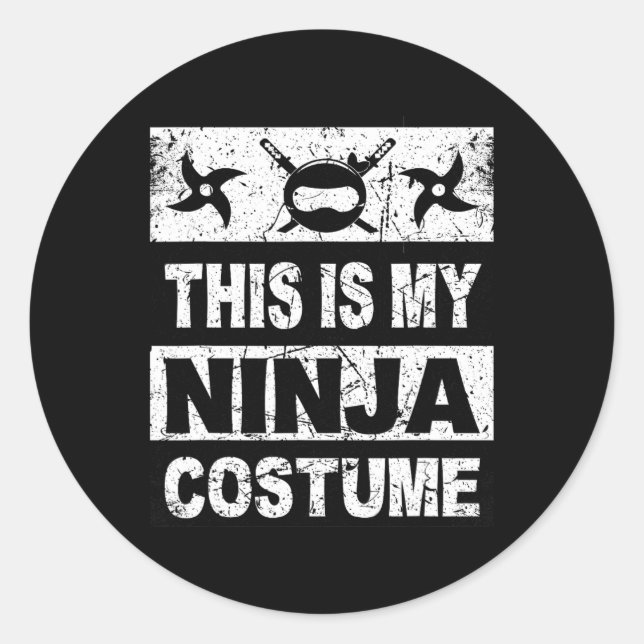Sticker Rond Costume Retro Ninja Halloween Pour Enfants Hommes (Devant)